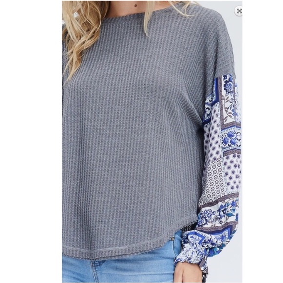 $ FIRM 🌷Contrast Sleeve Charcoal Gray Thermal - Picture 4 of 4